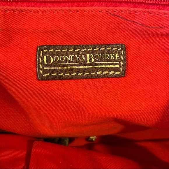 Dooney & Bourke premium Brown Leather Tote Bag with red interior. Classic design - Picture 10 of 16